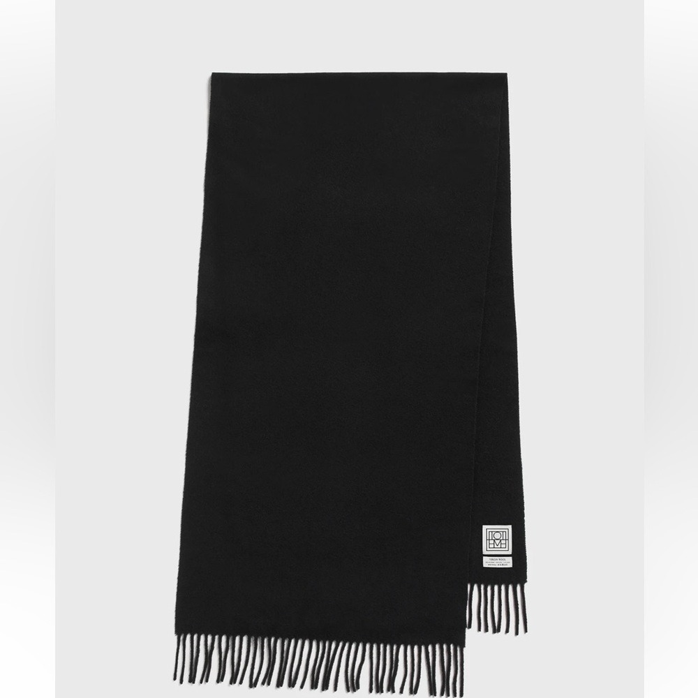 Toteme Black Cashmere Blend Fringe Scarf
